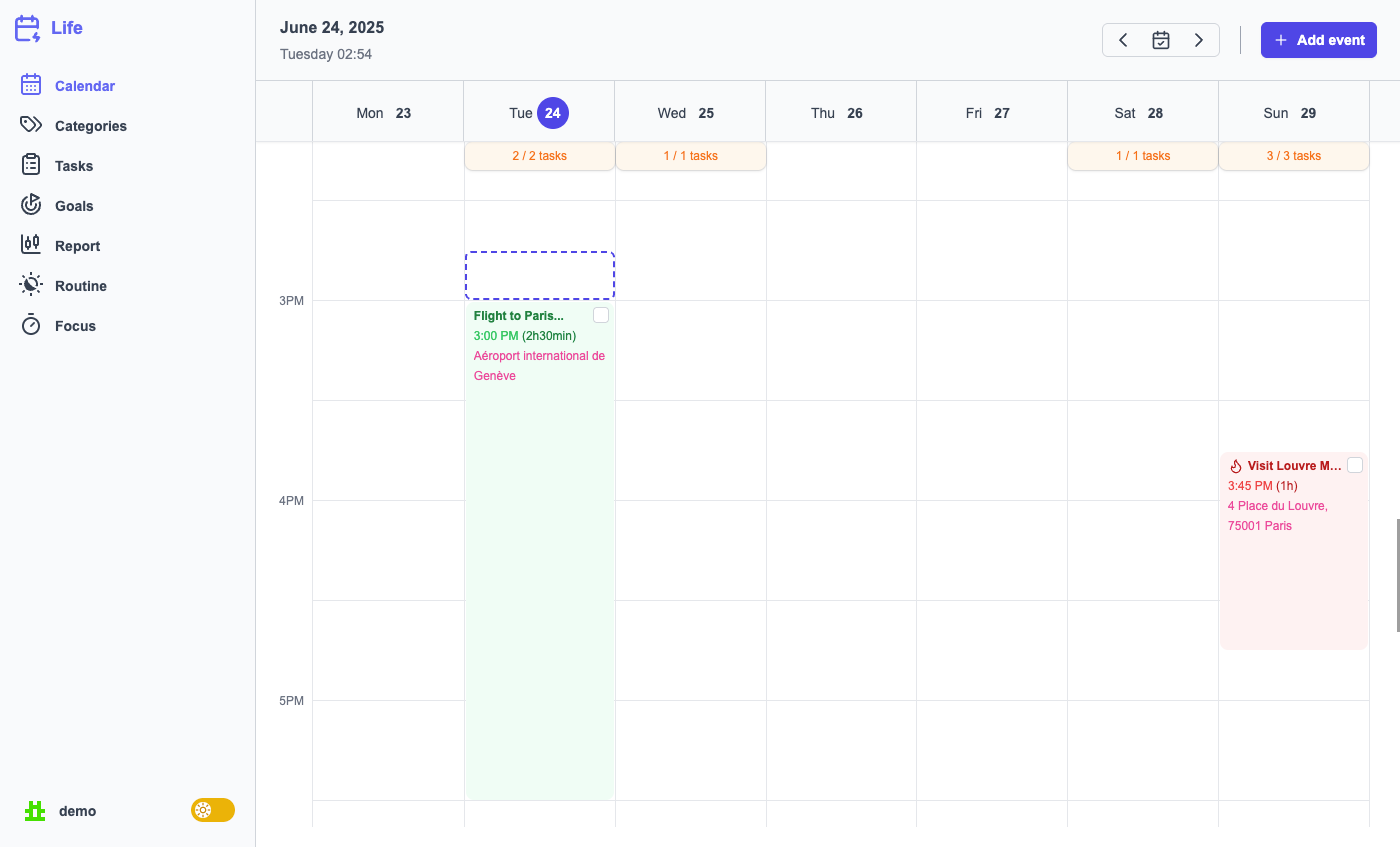 screen of the app desktop
