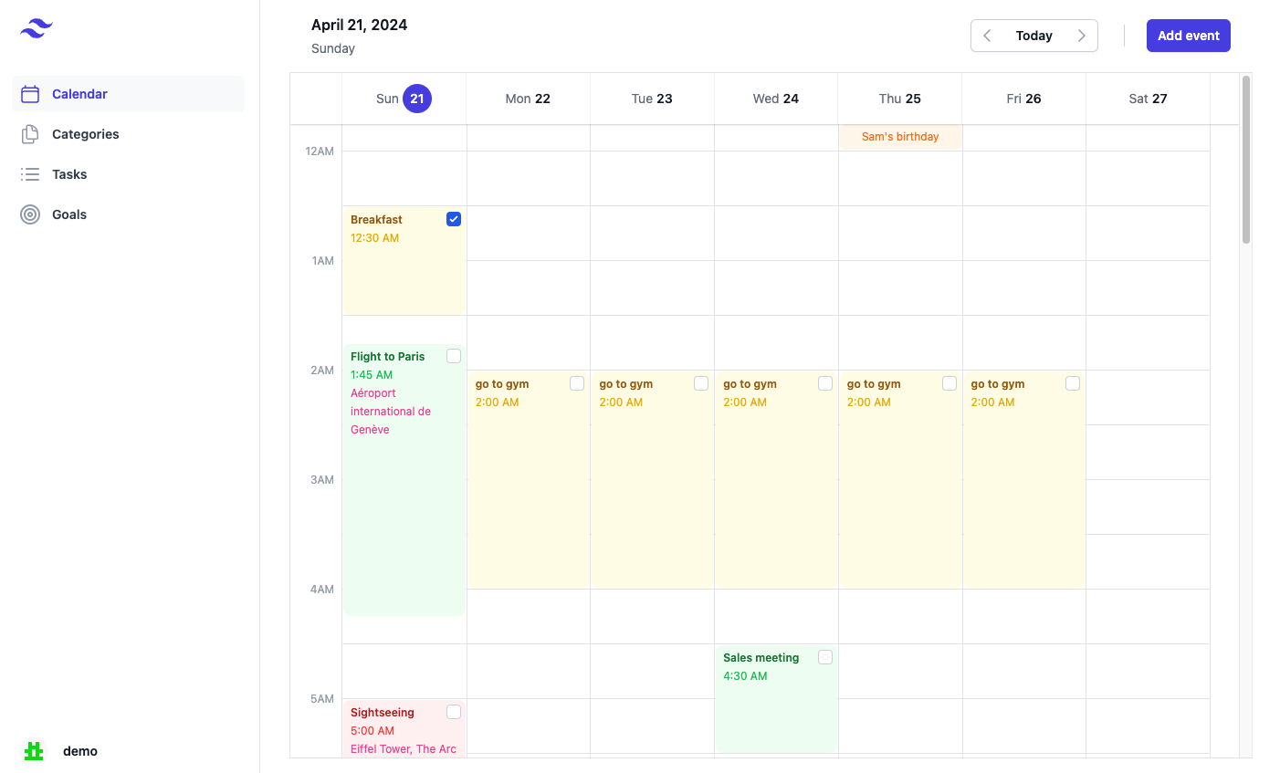 screen of the app desktop
