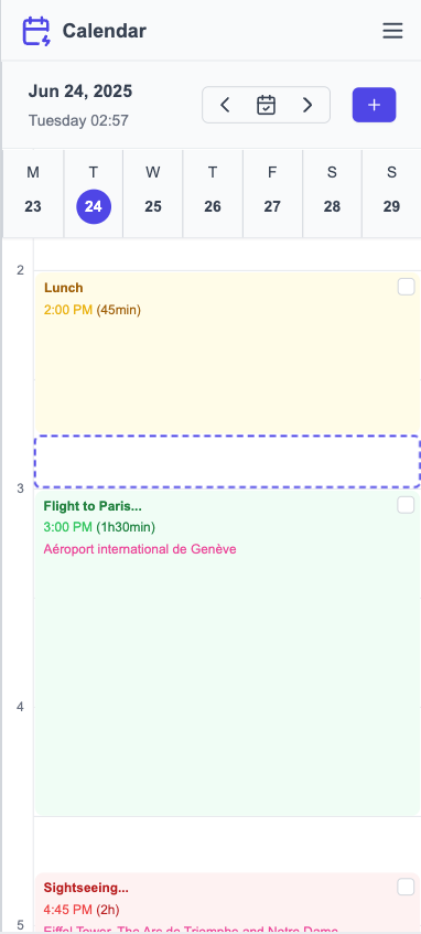 screen of the app mobile