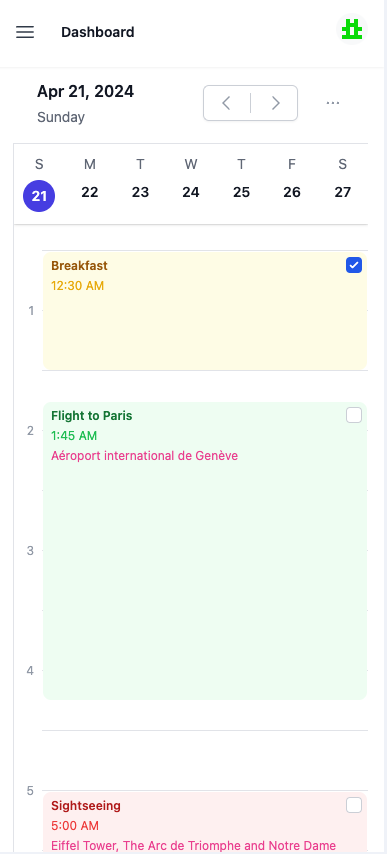 screen of the app mobile